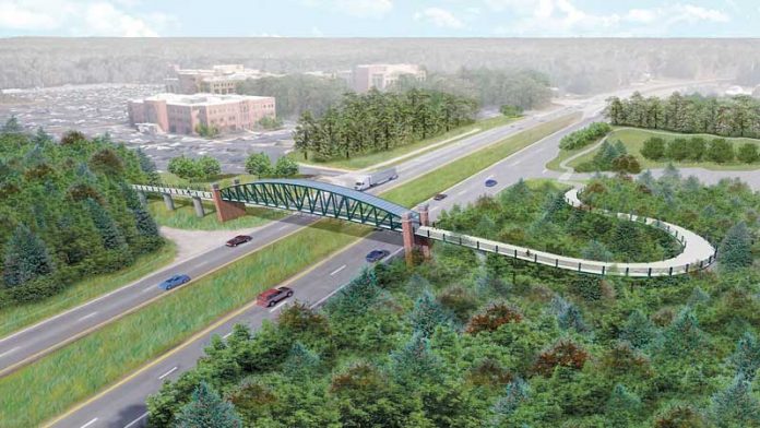 Artist's conception of the pedestrian bridge across Ga. Highway 54 near Piedmont Fayette Hospital. File photo.