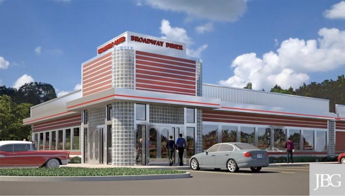 The new location for the Broadway Diner is set for Ga. Highway 54 in Fayetteville just west of Grady Avenue. The restaurant had been expected to open in early 2019. Graphic/Jefferson Browne Gresham Architects.