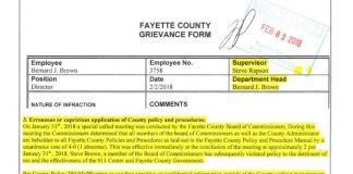 Screen grab of grievance form filed by 9-1-1 Director Bernard Brown.
