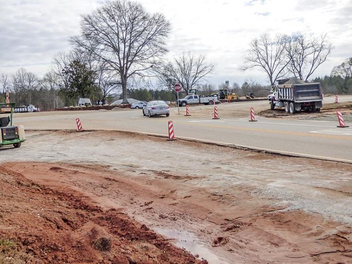 Fayetteville’s newest roundabout is located at the intersection of Veterans Parkway, Sandy Creek Road and Arthur Rank Avenue. Photo/Ben Nelms.