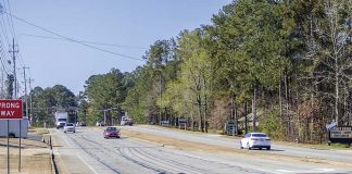 This stretch of Ga. Highway 54 just east of Peachtree City will get new blacktop in the next few months. Photo/Ben Nelms.
