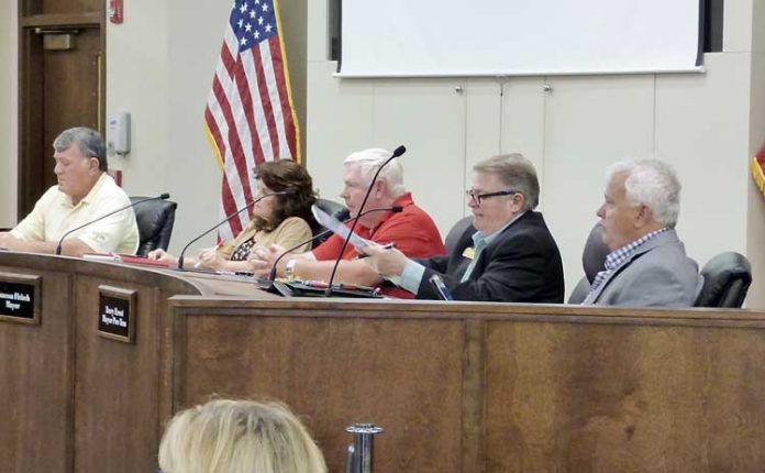 Members of the Peachtree City Council listen to a presentation during the April 3 planning retreat. Photo/Ben Nelms.