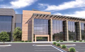The lot across from World Gym on Lexington Circle in Peachtree City will be the new home of Peachtree City-based SMC3, a 3-story office building of up to 80,000 sq. ft. Rendering/Jefferson Browne.