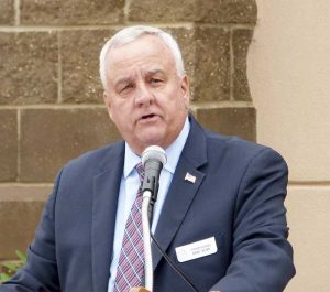 Ga. Department of Veterans Services Commissioner Mike Roby speaks at GMC ceremonies. Photo/Ben Nelms.