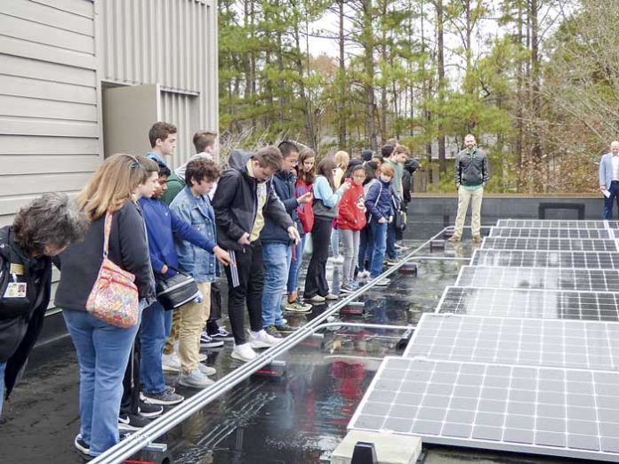McIntosh High School 9th grade STEM (Science, Technology, Engineering and Math) students got a close-up look at massive solar array recently installed at the Crown Plaza Atlanta SW hotel on Aberdeen Parkway in Peachtree City. Photo/Ben Nelms.