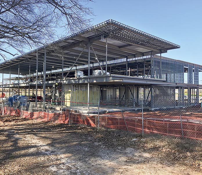 Construction is progressing on the Piedmont Wellness Center, located at the Pinewood Forest development on Veterans Parkway in Fayetteville. Photo/Ben Nelms.