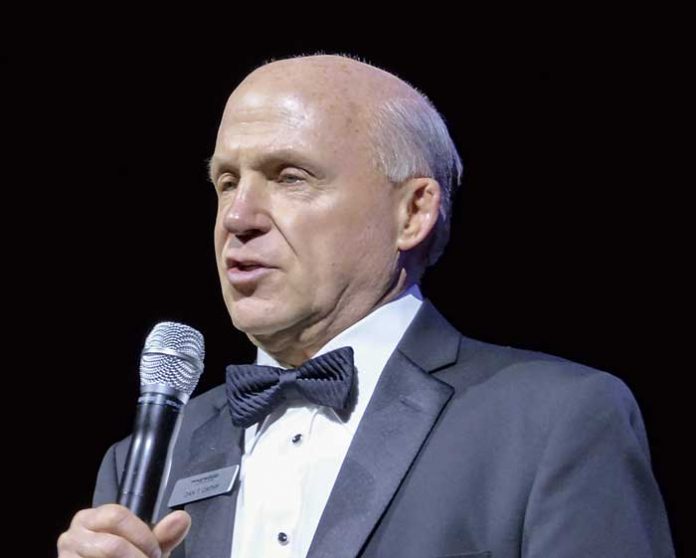 Chick-fil-A CEO Dan Cathy welcomes 750 guests to Pinewood Studios' largest soundstage for a gala in support of Fayette charities. Photo/Ben Nelms.