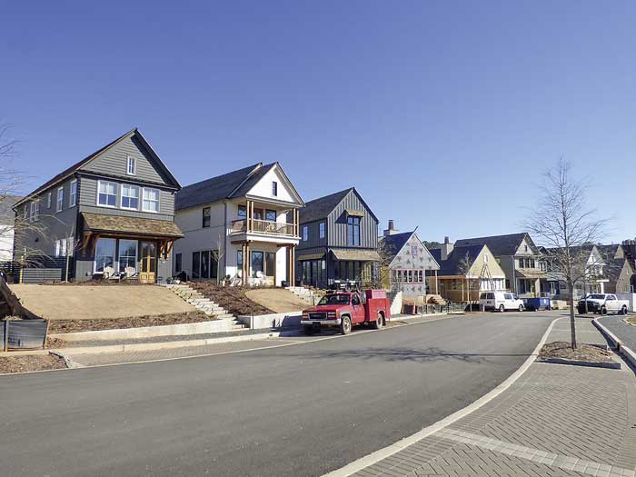 These are a few of the 80 homes built at the large Pinewood Forest development on Veterans Parkway in Fayetteville. Photo/Ben Nelms.