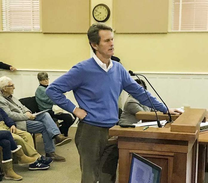 Walton Communities representative David Knight on Jan. 22 explains components of the proposed mixed-use development in downtown Fayetteville. Photo/Ben Nelms.