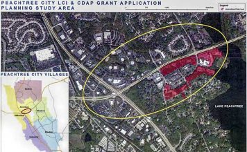 Area of Peachtree City included in the city center study. Photo/Peachtree City.