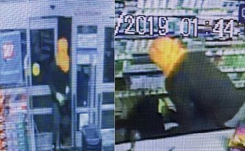 Fayetteville police are searching for the man who forced entry into the Walgreens pharmacy on March 12 and made off with a trash bag full of Newport cigarettes. Photo/Fayetteville Police Department.