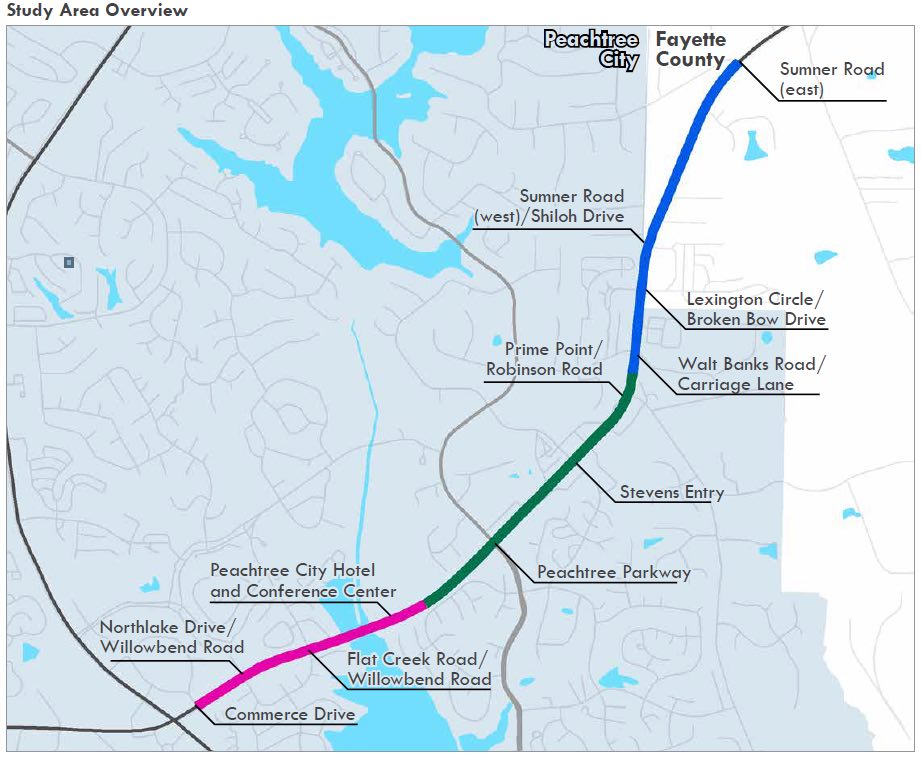 Map shows extent of study area. Graphic/Peachtree City.