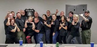 Members of the inaugural Tyrone Citizens Police Academy from 2018 are: back row from left, Robert Junior, Lt. Philip Nelson, Paul Brooks, Steven Kagey, Scot Vanderbeck, James, Casey and Cpl. Eric Minix; and back row from left, Major Van Brock, Dee Baker, Lt. Eric DeLoose, Michelle Banks, Todd Hamill, Colleen Adams, Morgann-Elizabeth Markoe, Kristina Honea and Carolyn Flegel. Photo/Submitted.