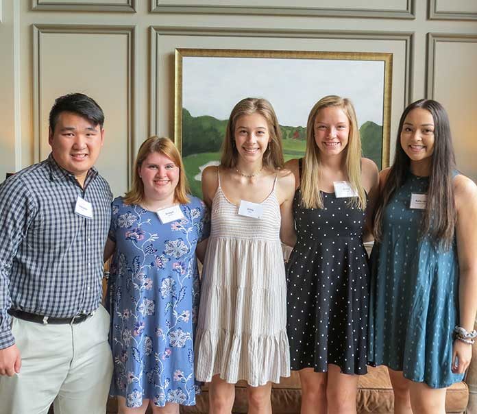 Pictured, from left, are scholarship recipients Christopher Akin, Bridget Sanders, Emily Egan, Hailey Grebeck, and Kaile-Jaden Vathsany Bovapheng.