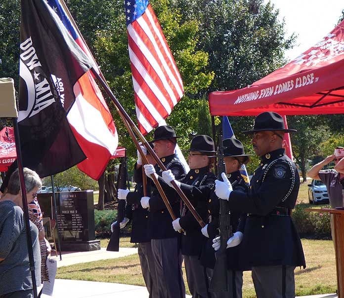 The Fayette County Sheriff’s Office Color Guard presented the colors at the POW/MIA Remembrance Day ceremonies held Sept. 20 at Patriot Park in Fayetteville. Photo/Ben Nelms.