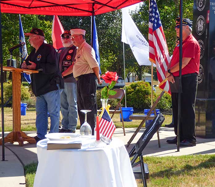 <b>The highly symbolic POW/MIA Missing Table, remembering all those from past wars and conflicts still unaccounted for, was featured at the POW-MIA Remembrance Day ceremonies on Sept. 20 at Fayetteville’s Patriot Park. Photo/Ben Nelms.</b>