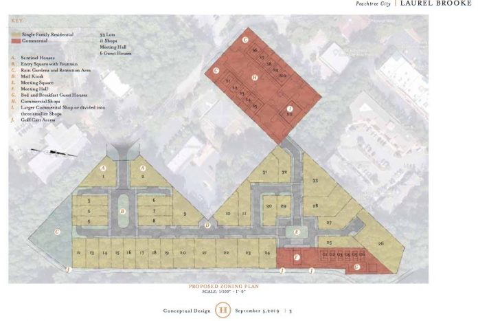 Rendering of proposed rezoning residential and commercial layout. Graphic/City of Peachtree City.