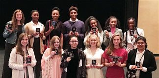 Fayette poetry students show off their awards from Clemson University Poetry Contest. Photo/Fayette County School Syste.