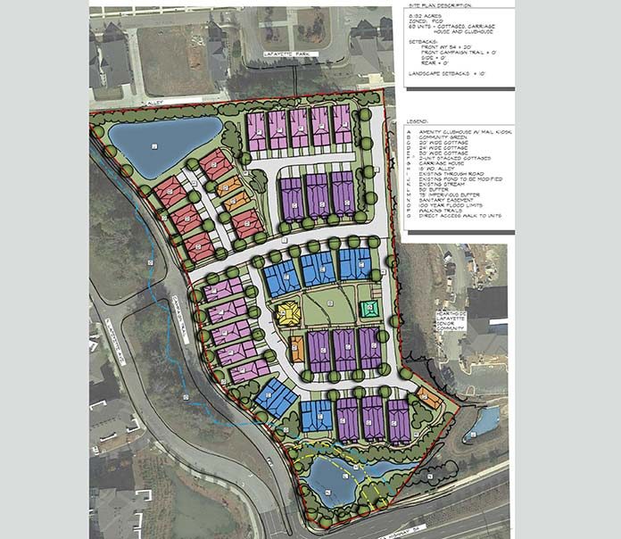 Map shows proposed rental cottage proposal in downtown Fayetteville. Graphic/City of Fayetteville.
