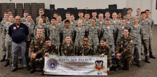 Thirty-seven new Civil Air Patrol recruits recently earned their first rank from the Peachtree City Falcon Field Composite Squadron. Photo/Candice Serafin.