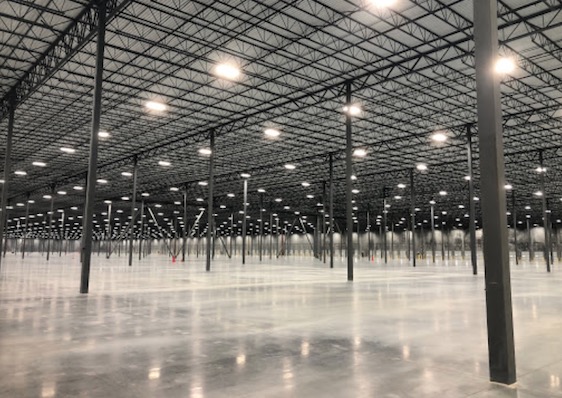 <b>Interior of Amazon fulfillment center building.</b>