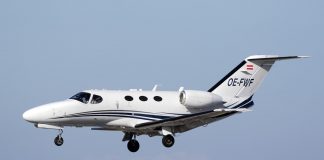 Shutterstock photo of a typical small Cessna Citation jet aircraft.