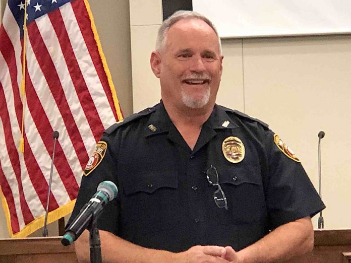 Peachtree City Assistant Police Chief Stan Pye at the Feb. 20 City Council meeting. Photo/Cal Beverly.