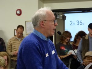 Peachtree City resident Dave Richardson speaks to the Fayette County Board of Education. Photo/Ben Nelms.