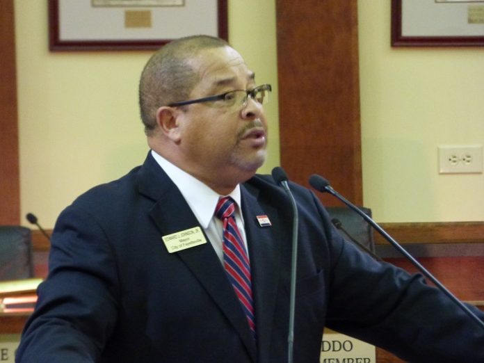 Fayetteville Mayor Ed Johnson delivers his 2020 State of the City address to City Council. Photo/Ben Nelms.