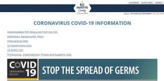 Screen shot of Fayette County's coronavirus information page.