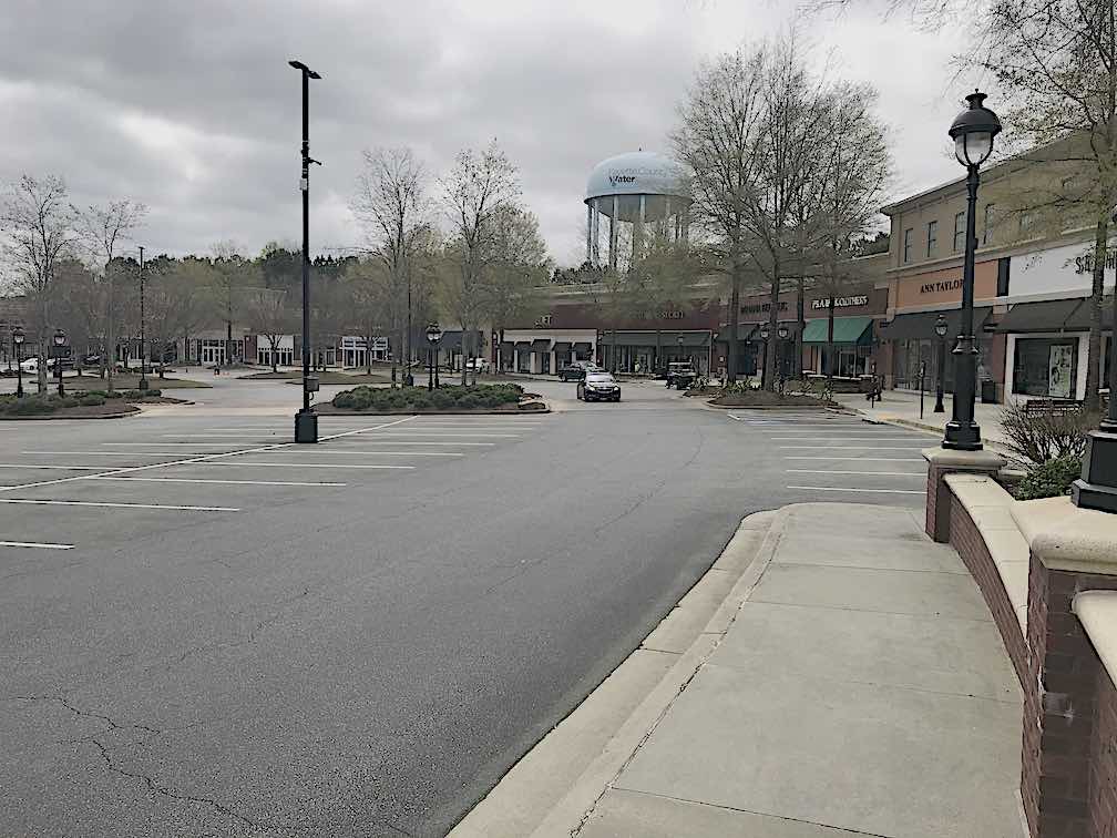 <b>One view of The Avenue in Peachtree City shows the lack of business being done in that usually busy spot. Photo/Ben Nelms.</b>