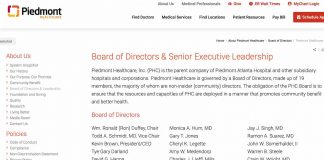 The Piedmont Healthcare board of directors from company website