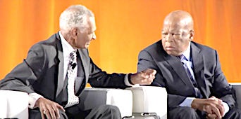 <b>The Rev. C.T. Vivian (L) and Rep. John Lewis. Photo/John E. Jones.</b>