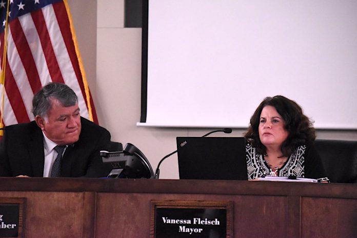 Peachtree City Finance Director Paul Salvatore goes over the budget figures for the City Council. Photo/Cal Beverly.