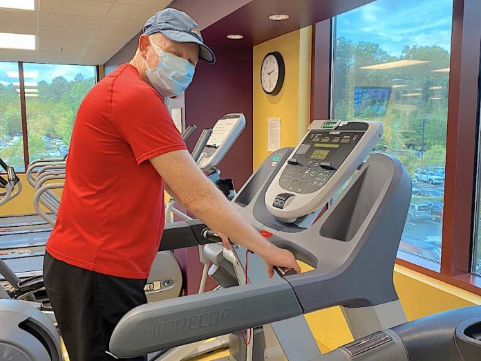Kurt Zeiger exercises on a medical treadmill. Photo/Piedmont Fayette Hospital.