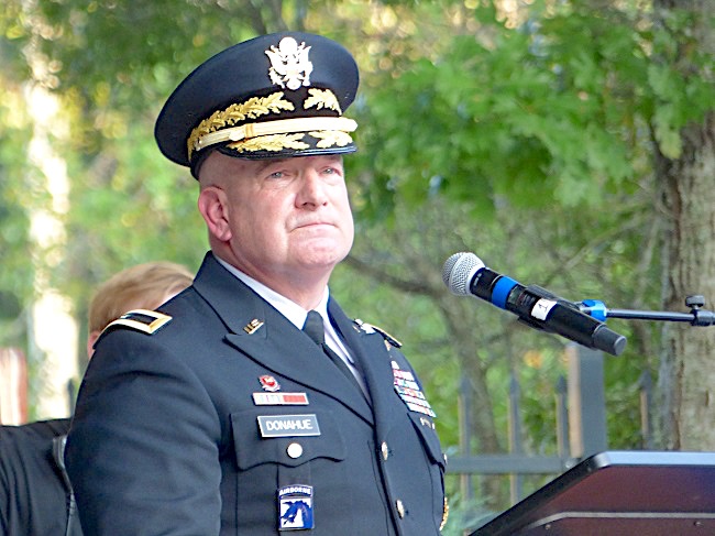 <b>Fayette County Sheriff Barry Babb speaks about the sacrifices of first responders on 9/11. Photo/Ben Nelms.</b>