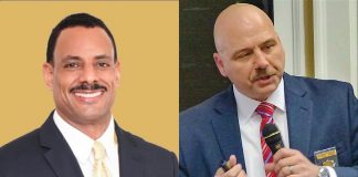 (L) Chris Pigors, Democrat candidate for sheriff, and (R) incumbent Sheriff Barry Babb, Republican.