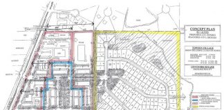 Site plan for Towson Village. Graphic/Peachtree City Planning Commission.