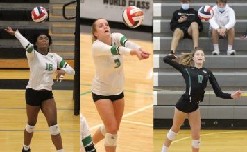 McIntosh High’s Ngozi Iloh, Claire Lewis, and Alexa Markley are among 100 players around the country named All-Americans by PrepVolleyball.com. Photos/Fayette County School System.
