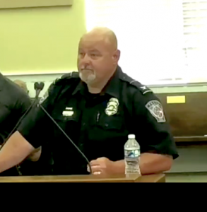 <b>Fayetteville Police Chief Scott Gray addresses City Council.</b>