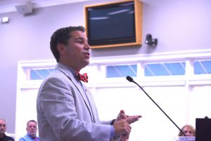 <b>Fayette State Court Judge Jason Thompson speaks to the Fayette County Commission June 10, 2021. Photo/Cal Beverly.</b>