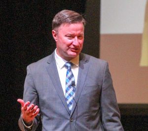 Fayette School Superintendent Dr. Jonathan Patterson speaks to the system's leadership team. Photo/Chris Dunn.