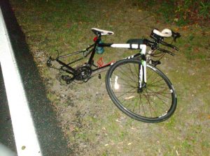 Police photo of Snyder's bicycle following the collision.