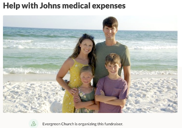 Photo of cyclist John Snyder, his wife and children from a GoFundMe page set up by the Snyder's church.