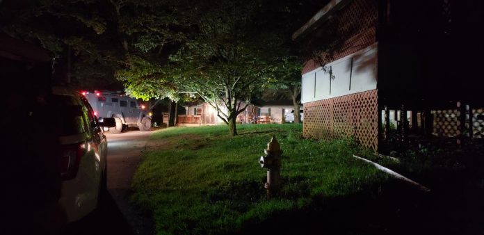 Law enforcement presence was heavy in Shiloh Mobile Home Park Thursday night. Photo/Fayette County Sheriff's Department.