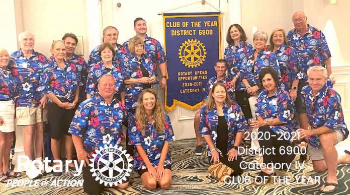 Peachtree City Rotary Club members celebrate winning Club of the Year award. Photo/Submitted.
