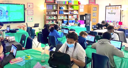 Inside a Fayette classroom with the students masked. Photo/Fayette County School System.