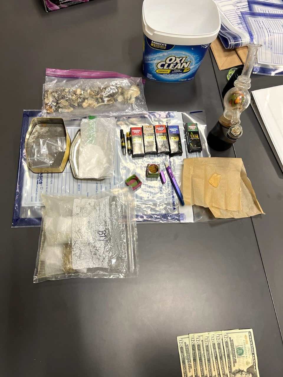 Drugs and other items seized from a Feb. 19 traffic stop along Flat Creek Road in Peachtree City. Photo/Peachtree City Police Department.