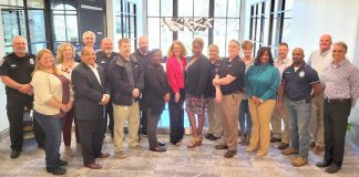 Mayor Ed Johnson joined the recent LeaderGov leadership training participants for a photograph at City Hall. Pictured are (L-R) Deputy Police Chief Robert Mask, Senior Accountant Karen Austin, City Clerk Anne Barksdale, Mayor Johnson, Assistant City Manager Alan Jones, Police Chief Scott Gray, Finance Director Mike Bush, City Manager Ray Gibson, Planning & Zoning Director Denise Brookins, Human Resources Director Nella Cooper, Deputy Finance Director Carleetha Talmadge, Fire Chief Linda Black, Technology Director Kelvin Joiner, Deputy City Clerk Valerie Glass, Communications Director Ann Marie Burdett, Public Services Director Chris Hindman, Public Works Operations Director Jermaine Taylor, Community & Economic Development Director David Rast, and Economic Development Director Brian Wismer. Photo/City of Fayetteville.