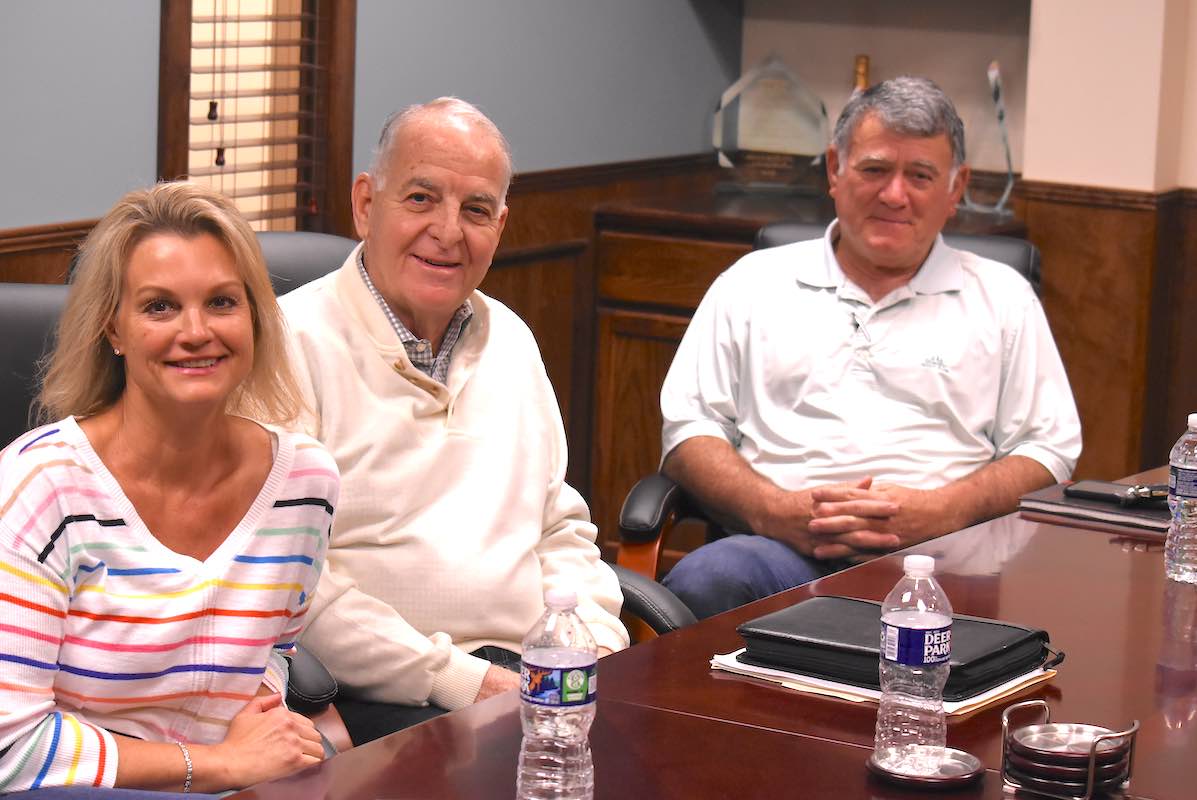 Peachtree City Council members Gretchen Caola, Frank Destadio and Mike King in the aftermath of their decision to hire an interim city manager. Photo/Cal Beverly.